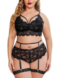 Hollow-Out See-Through Three-Point Garter Belt Plus-Size Erotic Lingerie Sexy Tempting Lace