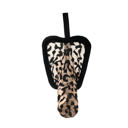 Men's Lace Tiger Print Thong Pouch Low Rise Sexy Underwear
