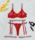 Lace T-Back Garter Four-Piece Sexy Lingerie
