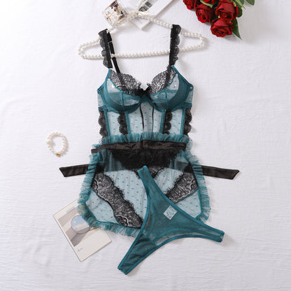 Contrast Color Mesh See-through Backless Temptation-Free Sexy Jumpsuit