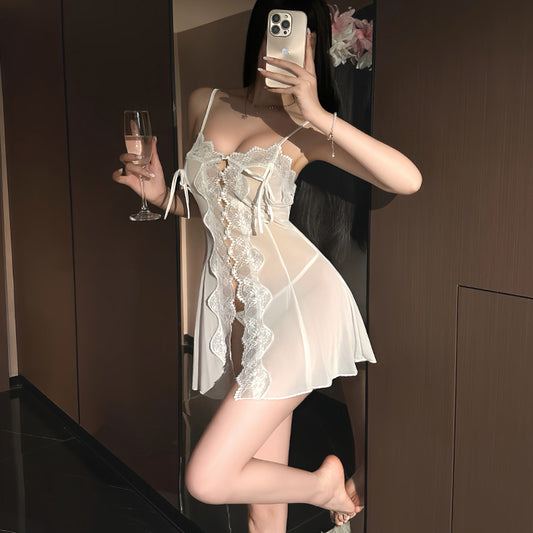 Mesh Camisole Bow Lace Nightdress