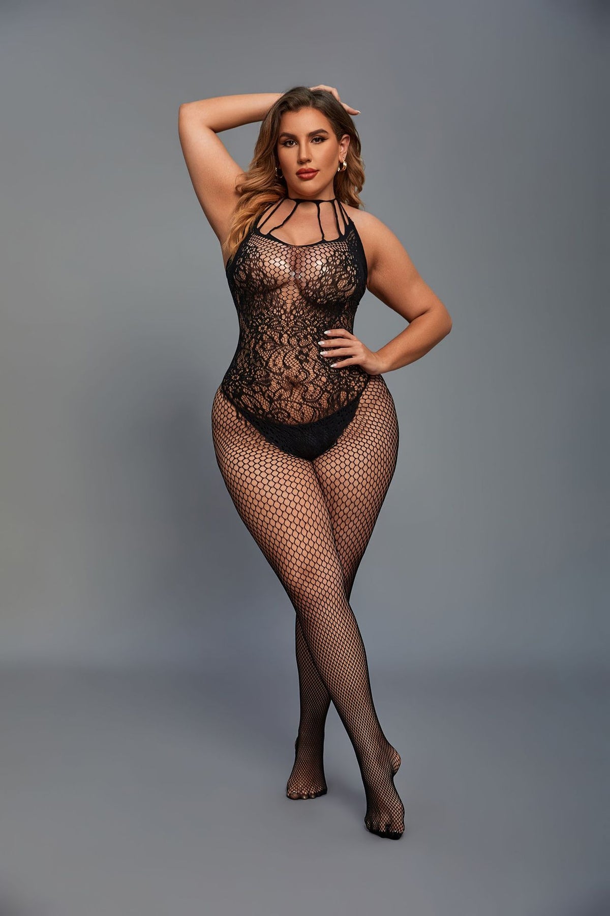 Open Crotch Free off Sexy Siamese Underwear Sheer Cutout Fishnet Clothes