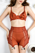 Mesh Splicing Milk Silk Push up Sexy Lingerie Three-Piece Set