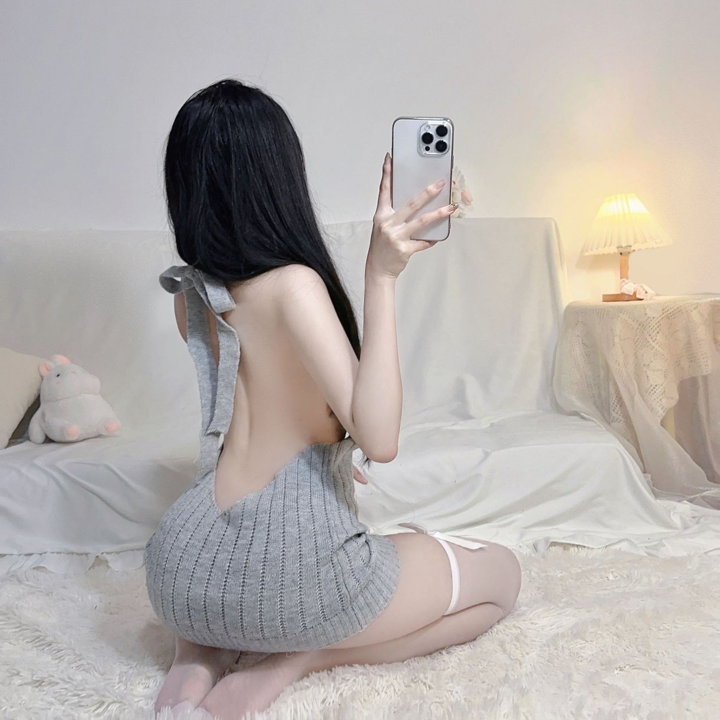 Halter Sweater Backless Dress sweater Sexy Lingerie