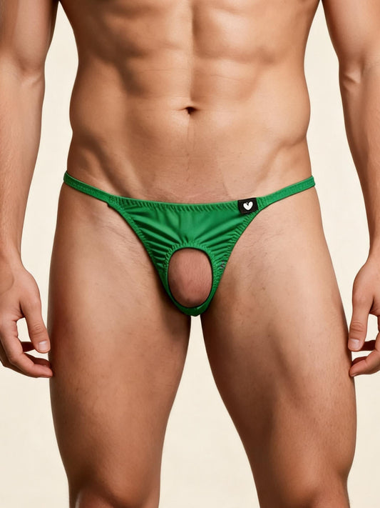 Men's Textured Thong Underwear High Stretch Jacquard Cut-Out T-Back G-String