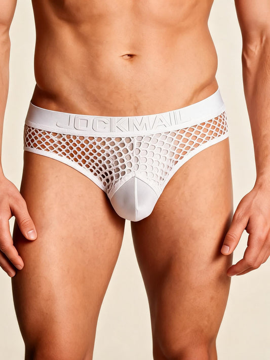 Men's Low Rise Fishnet Mesh See-Through Thong Briefs