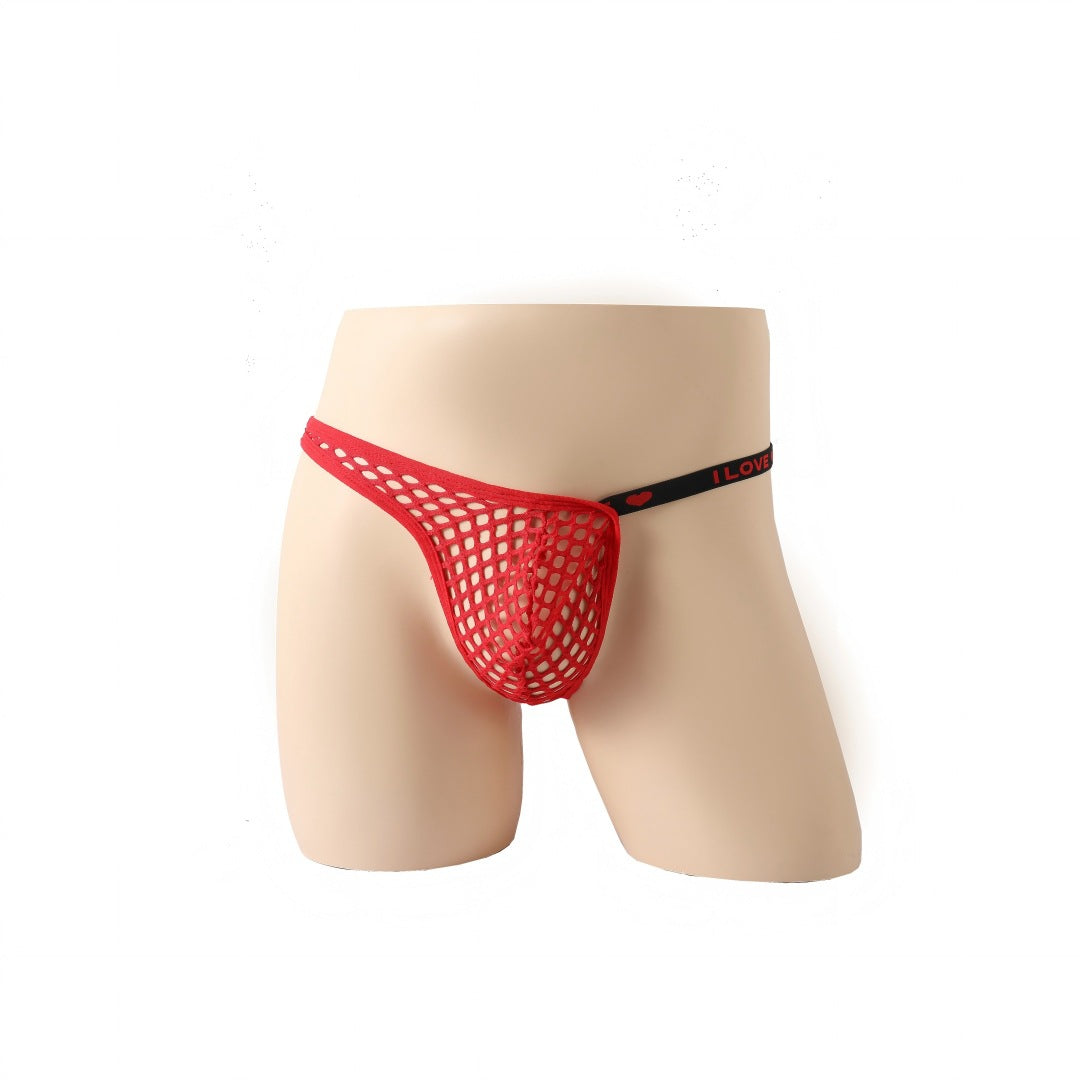Men's Neon Fishnet Thong Pouch Low Rise Sheer Mesh Underwear