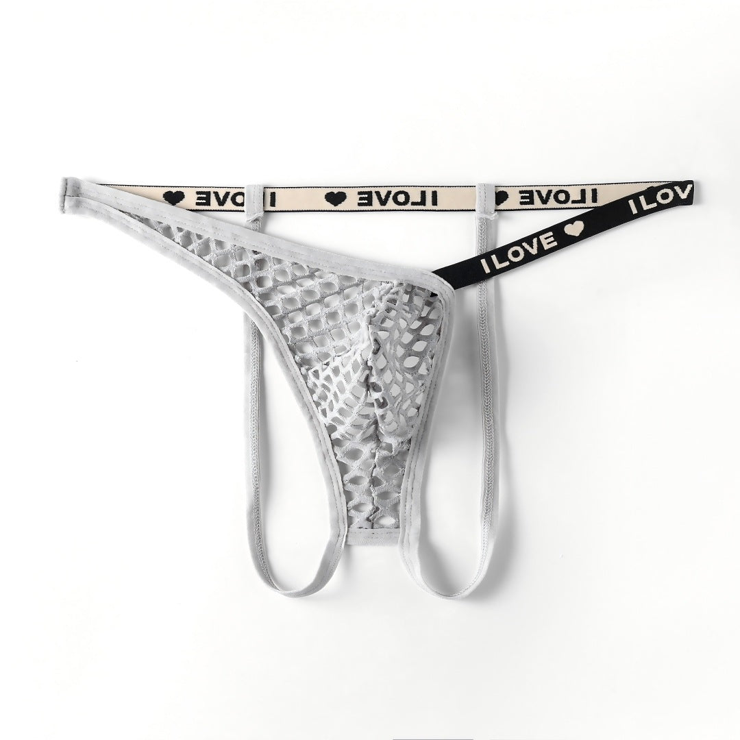 Men's Neon Fishnet Thong Pouch Low Rise Sheer Mesh Underwear