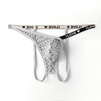 Men's Neon Fishnet Thong Pouch Low Rise Sheer Mesh Underwear