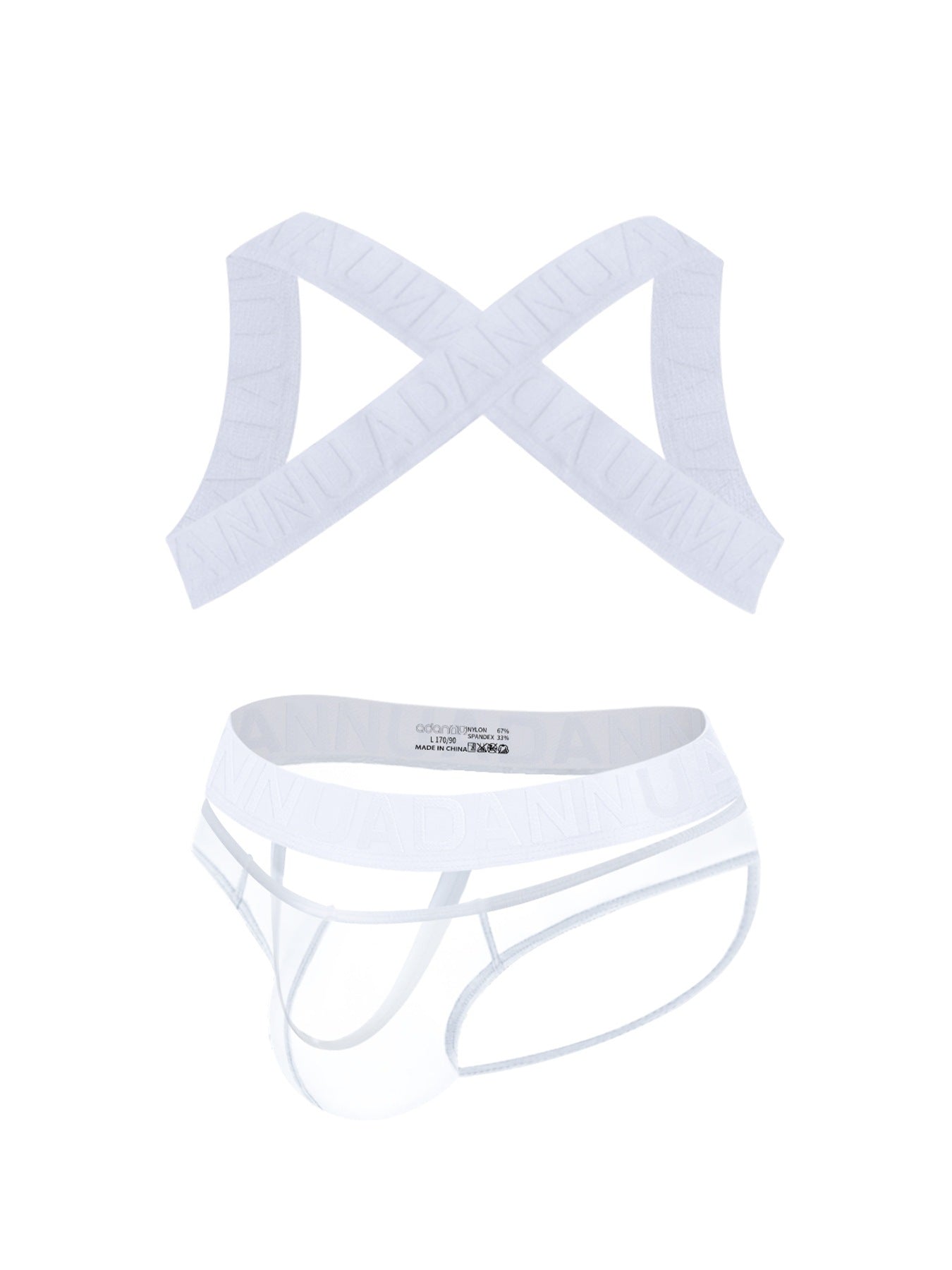 Harness Jockstrap Ribbed Mesh Cut Out Letter Waistband Gym Thong Underwear