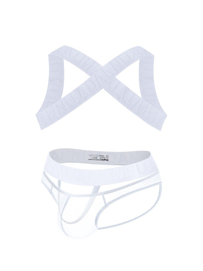 Harness Jockstrap Ribbed Mesh Cut Out Letter Waistband Gym Thong Underwear
