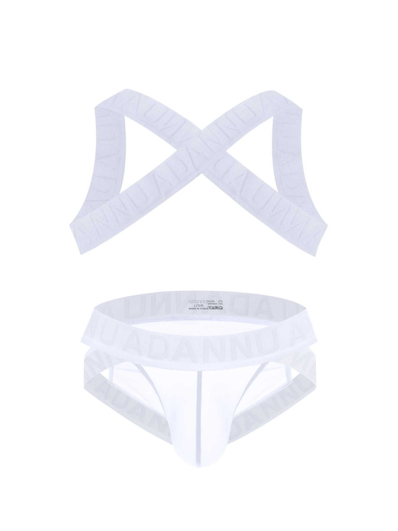 Harness Jockstrap Ribbed Mesh Cut Out Letter Waistband Gym Thong Underwear
