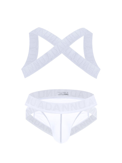 Harness Jockstrap Ribbed Mesh Cut Out Letter Waistband Gym Thong Underwear