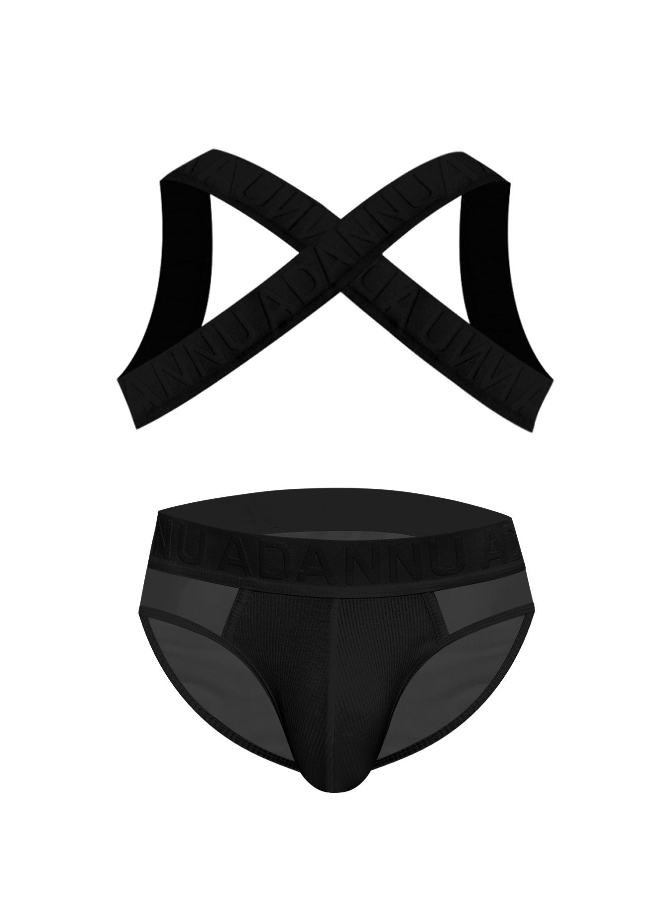 Harness Jockstrap Ribbed Mesh Cut Out Letter Waistband Gym Thong Underwear