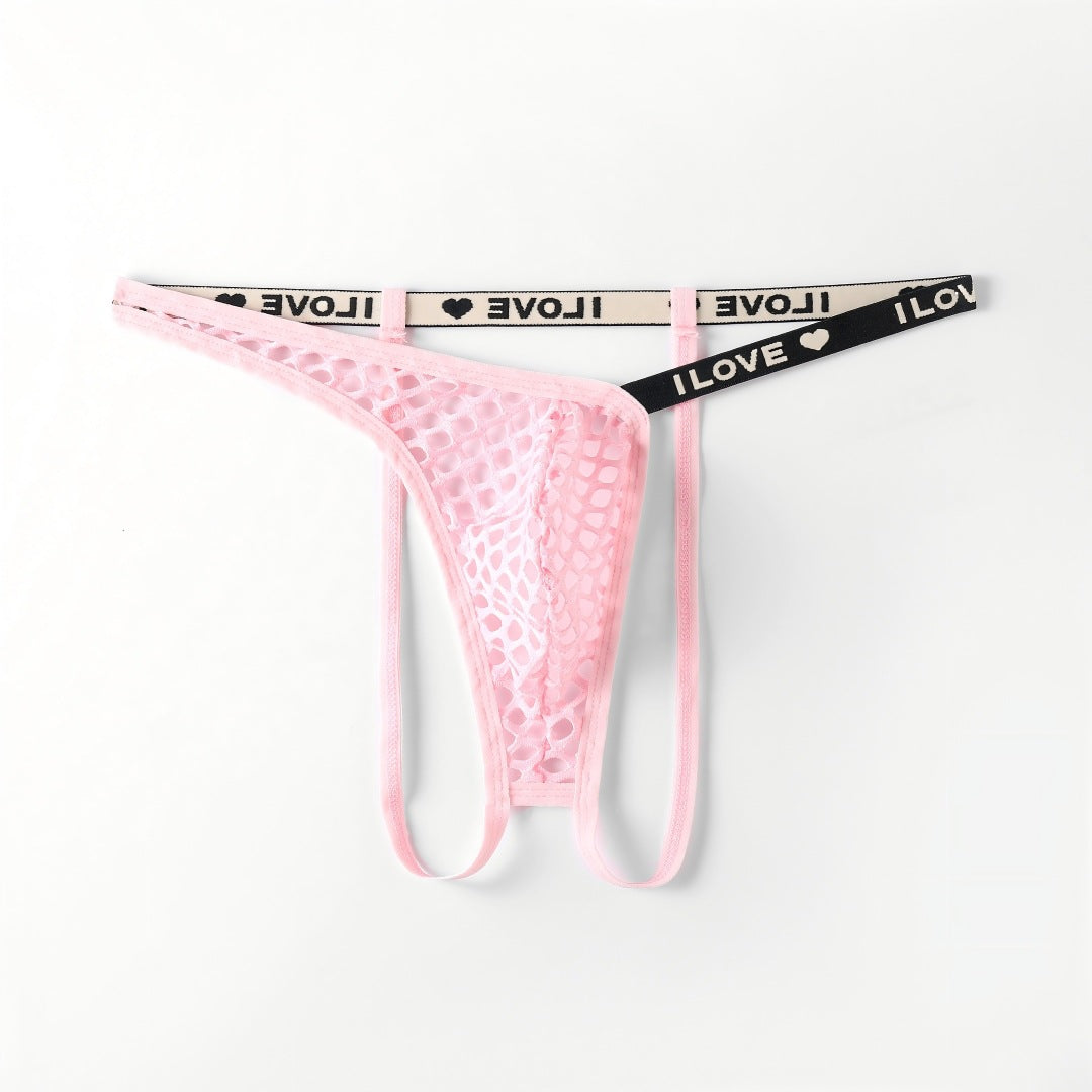 Men's Neon Fishnet Thong Pouch Low Rise Sheer Mesh Underwear
