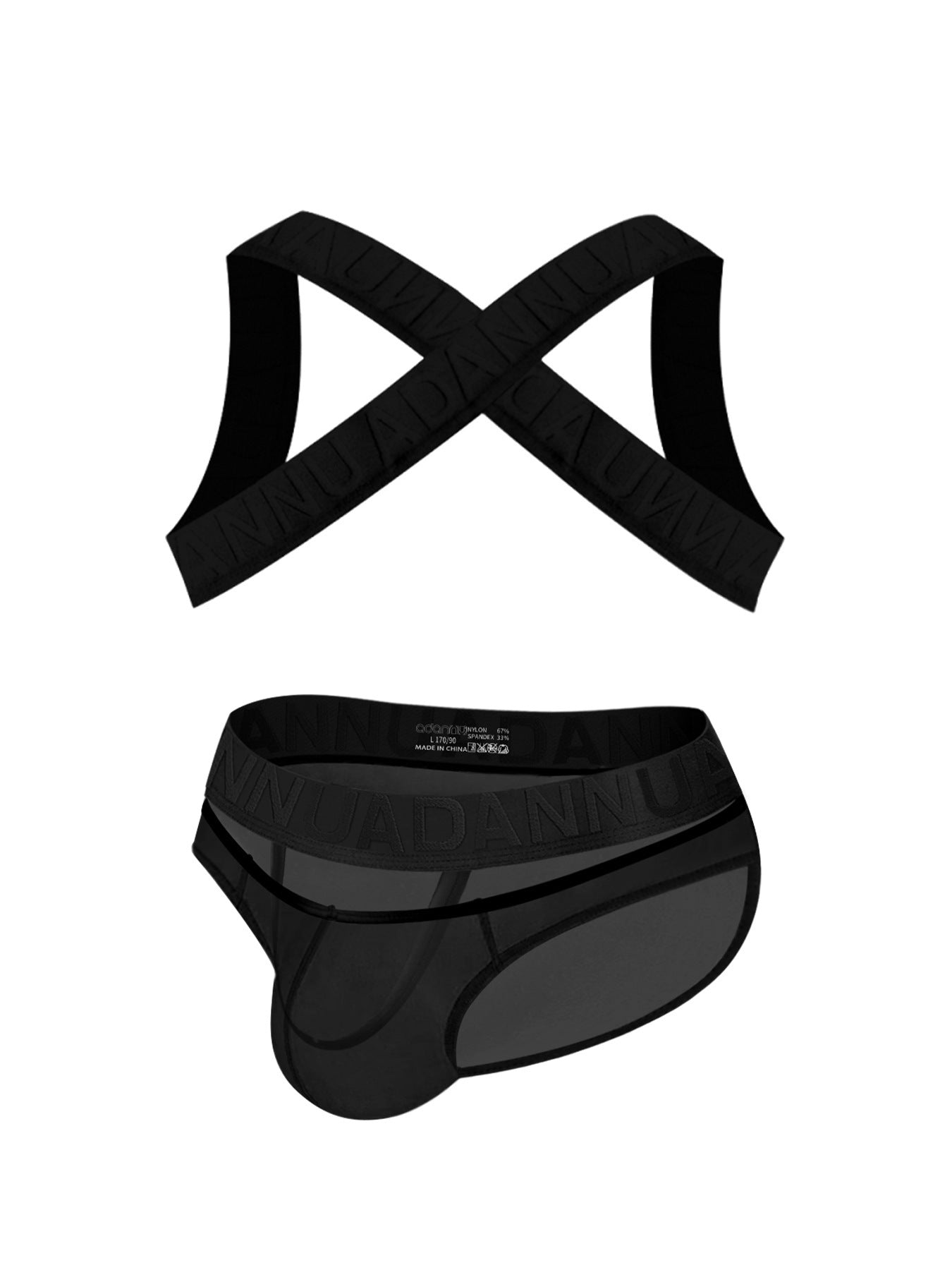 Harness Jockstrap Ribbed Mesh Cut Out Letter Waistband Gym Thong Underwear