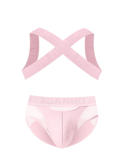 Harness Jockstrap Ribbed Mesh Cut Out Letter Waistband Gym Thong Underwear