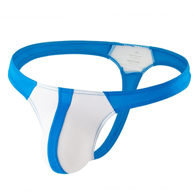 Men's Patchwork Thong U Pouch Low Rise Bikini Briefs