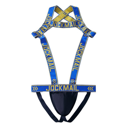 Men's Harness Jockstrap Letter Print Elastic Strap Gym Workout Thong Underwear