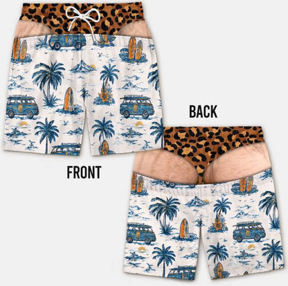 Men's Breathable Beach Shorts 3D Fun Print Quick Dry Swim Trunks