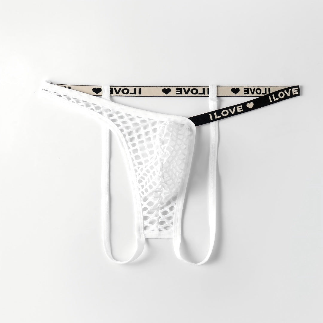 Men's Neon Fishnet Thong Pouch Low Rise Sheer Mesh Underwear