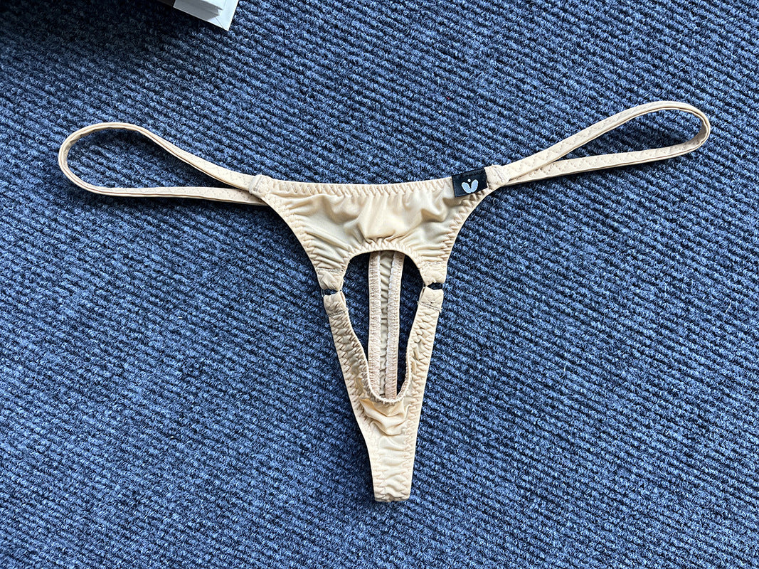 Men's Textured Thong Underwear High Stretch Jacquard Cut-Out T-Back G-String
