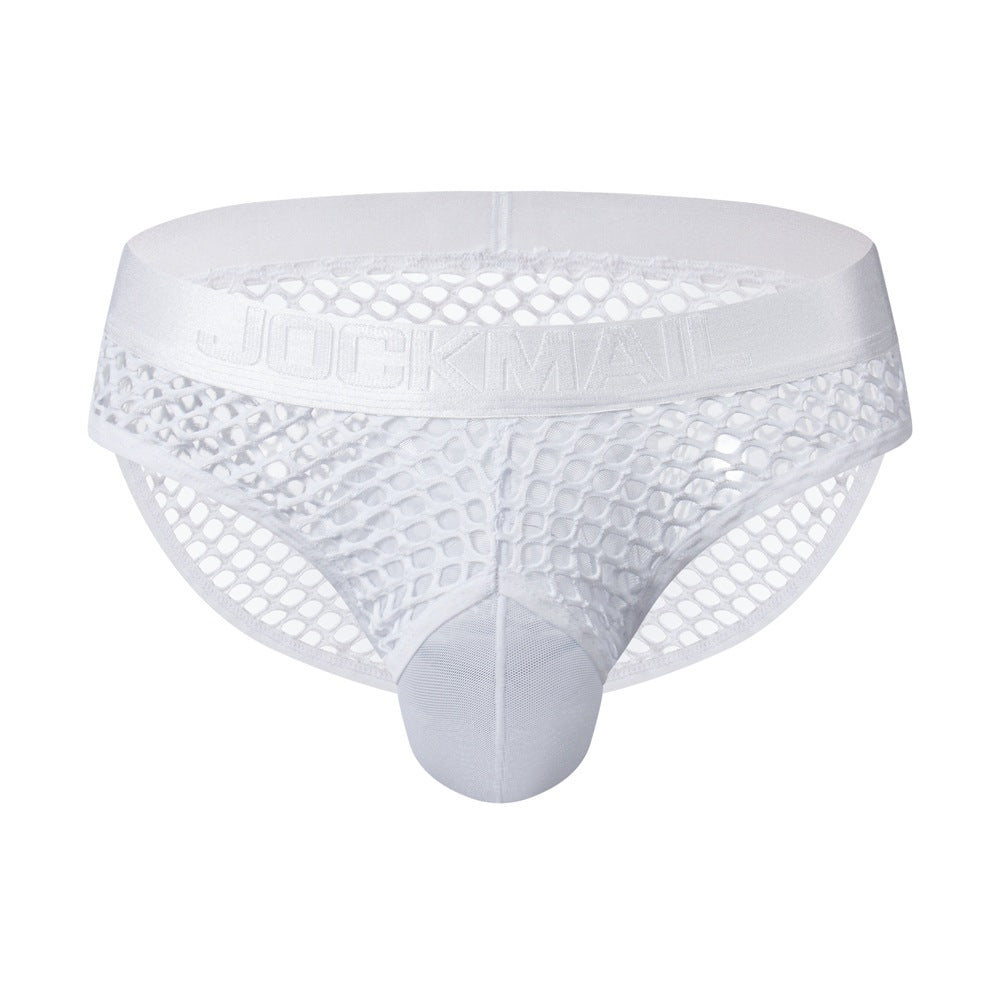 Men's Low Rise Fishnet Mesh See-Through Thong Briefs