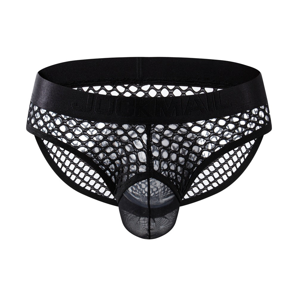 Men's Low Rise Fishnet Mesh See-Through Thong Briefs