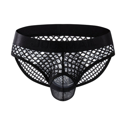 Men's Low Rise Fishnet Mesh See-Through Thong Briefs