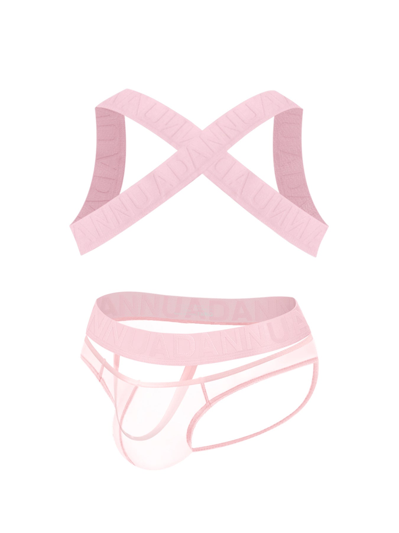 Harness Jockstrap Ribbed Mesh Cut Out Letter Waistband Gym Thong Underwear