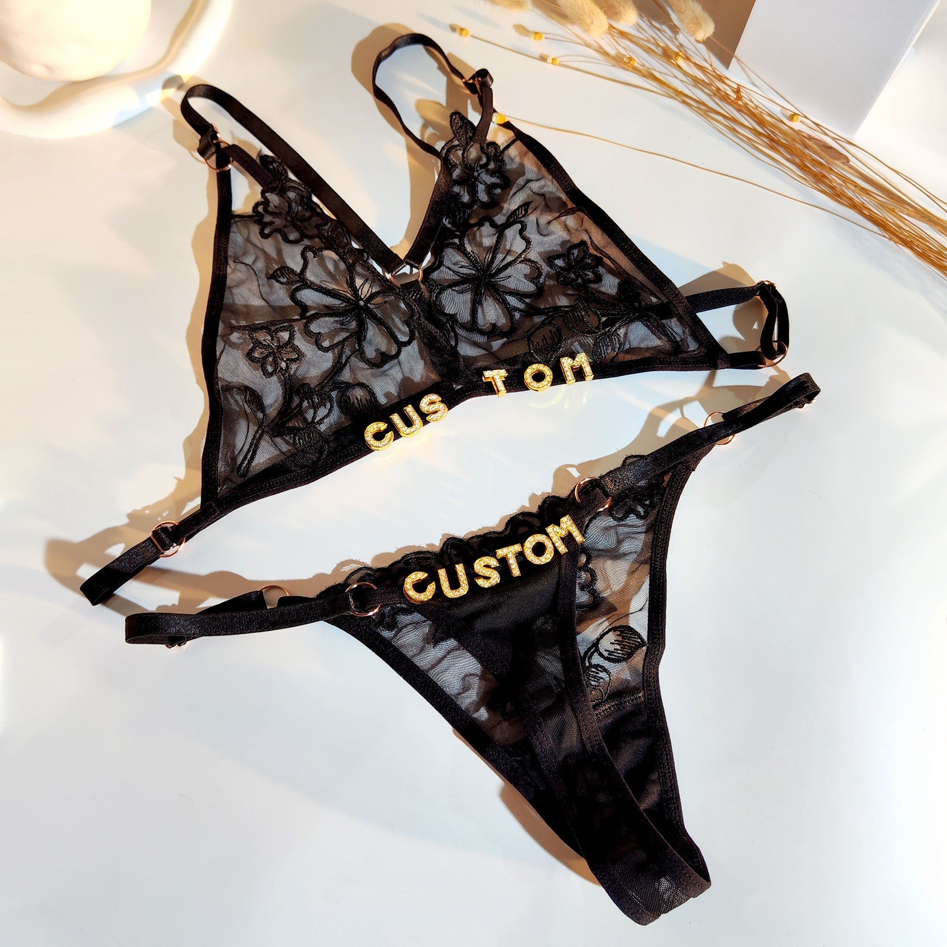 Halter neck embroidered sexy lingerie