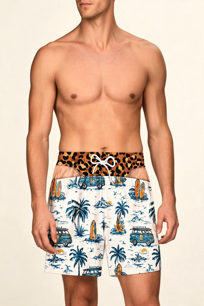 Men's Breathable Beach Shorts 3D Fun Print Quick Dry Swim Trunks