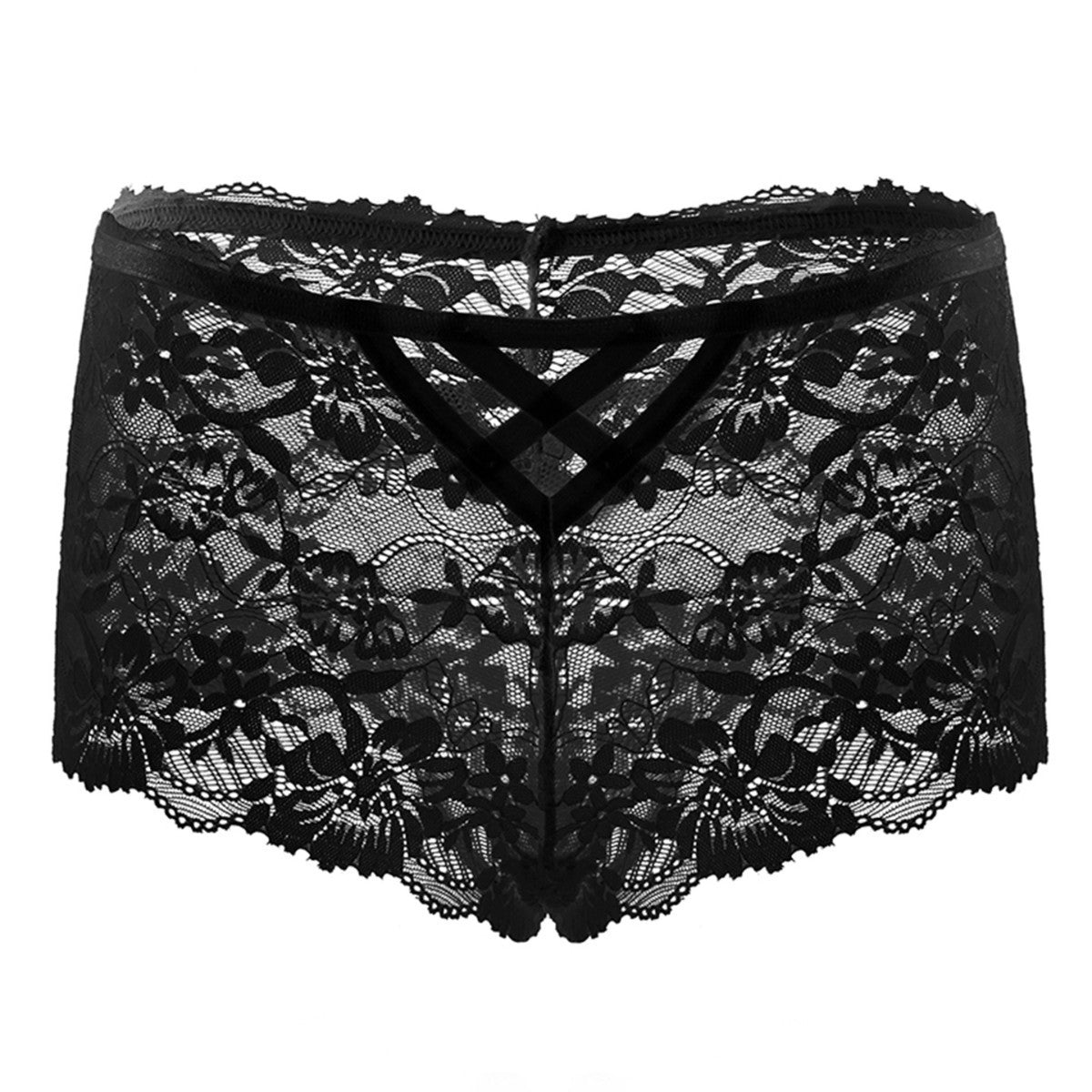 Sexy hollow lace cross straps women's briefs Boyshort