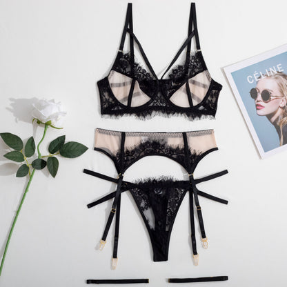 Mesh Stitching Lace Garter Sexy Lingerie Fun Suit