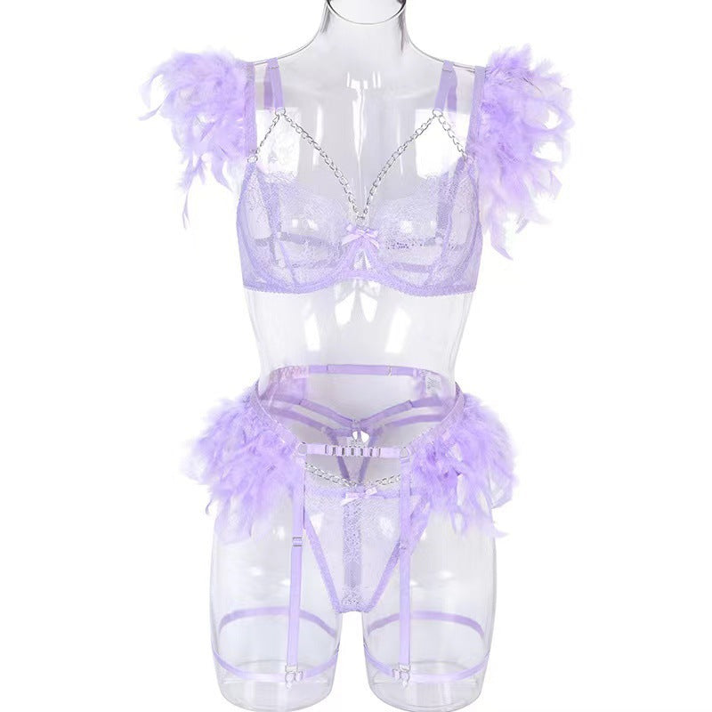 Metal Chain Lace Feather Lace Sexy Lingerie