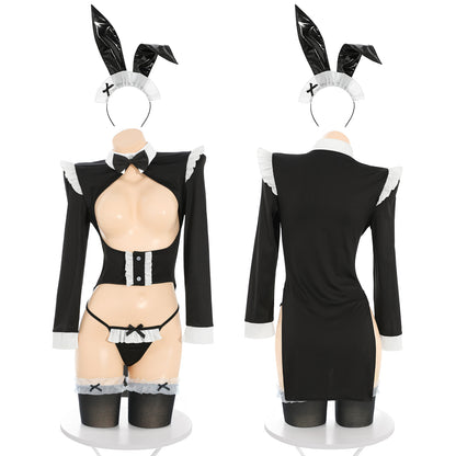 Bunny Cosplay Lingerie Set Deep V Cutout Leotard
