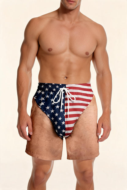 Men's Breathable Beach Shorts 3D Fun Print Quick Dry Swim Trunks