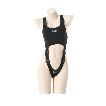 "Baby" Printed One-piece Strap Buckle Sexy Lingerie
