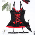 Sexy Lingerie Pure Lace Cross Straps Bow Black And White Set