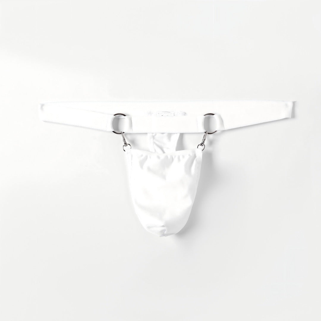 Men's Thong Pouch Low Rise Sexy Underwear with Metal Rings