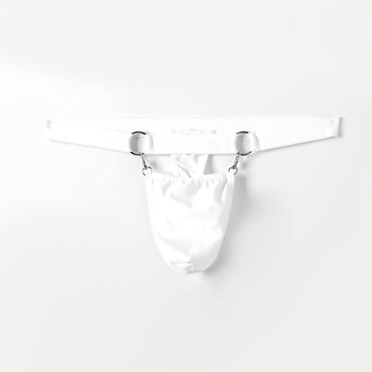 Men's Thong Pouch Low Rise Sexy Underwear with Metal Rings