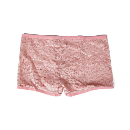 Men's Lace Boxer Briefs Floral Sheer Pouch Low Rise Underwear