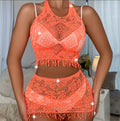 Hot Drilling Lingerie Two-Piece Set Tempting Uniform-Style Jumpsuit