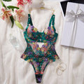 Colorful Flowers Embroidered Sexy Lingerie