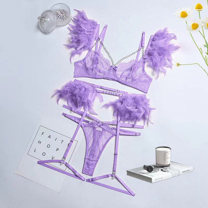 Four - piece Lace Splicing Chain Sexy Slimming Lingerie