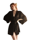 Lace Dress with Cross Front Closure Sleepwear Nightgown Robe