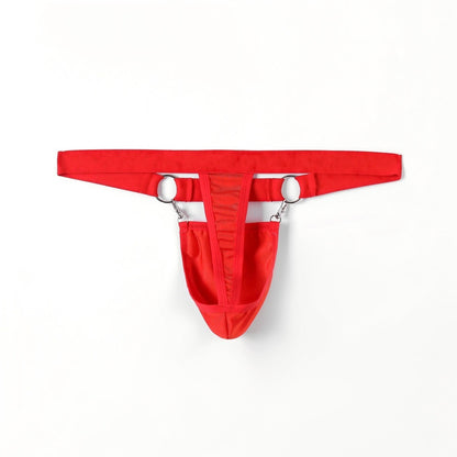Men's Thong Pouch Low Rise Sexy Underwear with Metal Rings