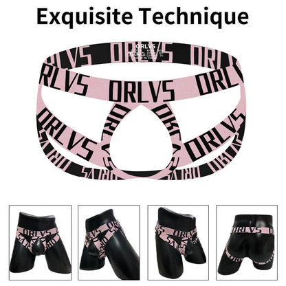 Men's ORLVS Logo Print Thong Pouch Low Rise Sexy Underwear