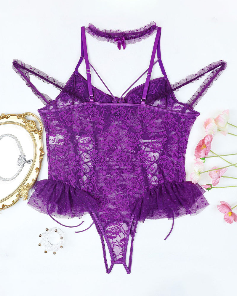 2 Packs Plus Size Sheer Lace Bodysuits