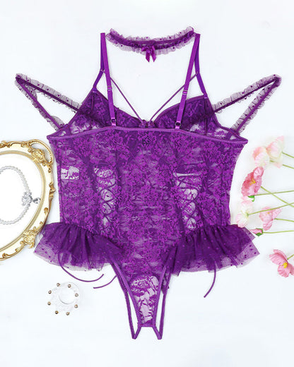 2 Packs Plus Size Sheer Lace Bodysuits